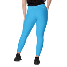 Load image into Gallery viewer, Leggings with pockets (Deep Sky Blue w/White)