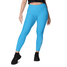 Load image into Gallery viewer, Leggings with pockets (Deep Sky Blue w/White)