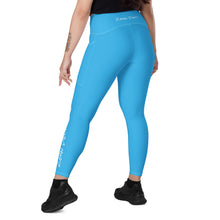 Load image into Gallery viewer, Leggings with pockets (Deep Sky Blue w/White)