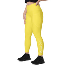 Load image into Gallery viewer, Leggings with pockets (Yellow w/White)