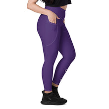 Load image into Gallery viewer, Leggings with pockets (Purple w/White)