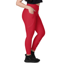 Load image into Gallery viewer, Leggings with pockets (Red w/White)