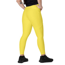 Load image into Gallery viewer, Leggings with pockets (Yellow w/White)