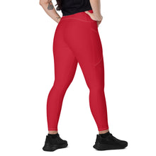 Load image into Gallery viewer, Leggings with pockets (Red w/White)