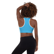 Load image into Gallery viewer, Padded Sports Bra (Deep Sky Blue w/White)