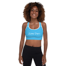 Load image into Gallery viewer, Padded Sports Bra (Deep Sky Blue w/White)