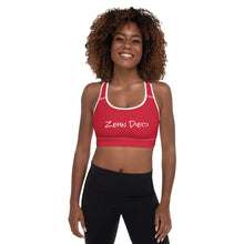Load image into Gallery viewer, Padded Sports Bra (Red w/White)