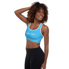 Load image into Gallery viewer, Padded Sports Bra (Deep Sky Blue w/White)