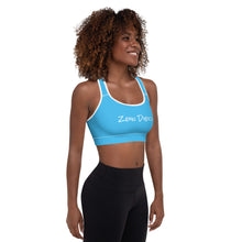 Load image into Gallery viewer, Padded Sports Bra (Deep Sky Blue w/White)