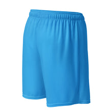 Load image into Gallery viewer, Unisex mesh shorts (Deep Sky Blue w/White)
