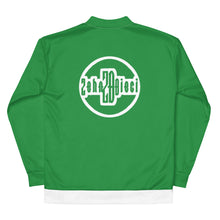 Load image into Gallery viewer, Unisex Bomber Jacket (Sea Green w/White)