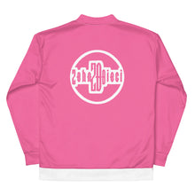 Load image into Gallery viewer, Unisex Bomber Jacket (Brilliant Rose w/White)