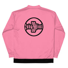 Load image into Gallery viewer, Unisex Bomber Jacket (Tickle Me Pink w/Black)