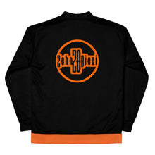 Load image into Gallery viewer, Unisex Bomber Jacket (Black w/Orange)
