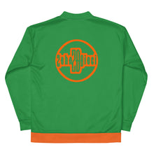 Load image into Gallery viewer, Unisex Bomber Jacket (Sea Green w/Orange)