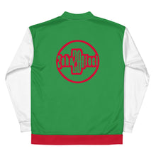 Load image into Gallery viewer, Unisex Bomber Jacket (Sea Green w/Red & White)