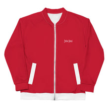 Load image into Gallery viewer, Unisex Bomber Jacket (Red w/White)