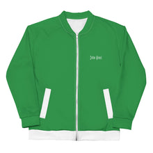 Load image into Gallery viewer, Unisex Bomber Jacket (Sea Green w/White)
