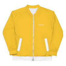 Load image into Gallery viewer, Unisex Bomber Jacket (Gold w/White)