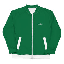 Load image into Gallery viewer, Unisex Bomber Jacket (Jewel Green w/White)