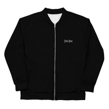 Load image into Gallery viewer, Unisex Bomber Jacket (Blackout w/White)
