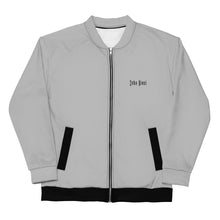 Load image into Gallery viewer, Unisex Bomber Jacket (Silver w/Black)