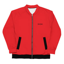 Load image into Gallery viewer, Unisex Bomber Jacket (Alizarin w/Black)