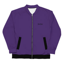 Load image into Gallery viewer, Unisex Bomber Jacket (Purple w/Black)