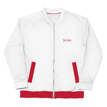 Load image into Gallery viewer, Unisex Bomber Jacket (White w/Red)