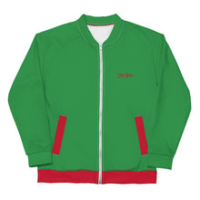 Load image into Gallery viewer, Unisex Bomber Jacket (Sea Green w/Red)