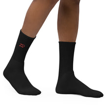 Load image into Gallery viewer, Embroidered socks (Black w/Red)