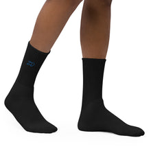 Load image into Gallery viewer, Embroidered socks (Black w/Royal Blue)