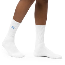 Load image into Gallery viewer, Embroidered socks (White w/Light Blue)