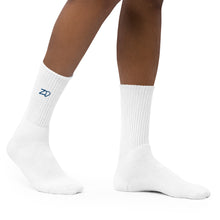 Load image into Gallery viewer, Embroidered socks (White w/Royal Blue)