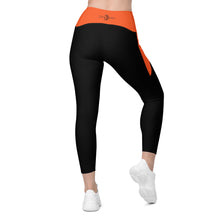 Load image into Gallery viewer, Crossover leggings with pockets (Black & Outrageous Orange)