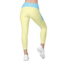 Load image into Gallery viewer, Crossover leggings with pockets (Columbia Blue & Cumulus)
