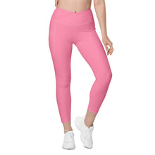 Load image into Gallery viewer, Crossover leggings with pockets (Tickle Me Pink)