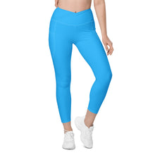 Load image into Gallery viewer, Crossover leggings with pockets (Deep Sky Blue)