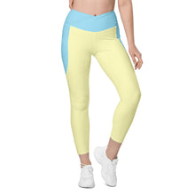 Load image into Gallery viewer, Crossover leggings with pockets (Columbia Blue & Cumulus)