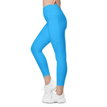 Load image into Gallery viewer, Crossover leggings with pockets (Deep Sky Blue)