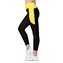 Load image into Gallery viewer, Crossover leggings with pockets (Black & Yellow)