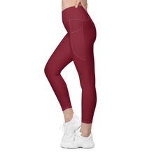 Load image into Gallery viewer, Crossover leggings with pockets (Burgundy)