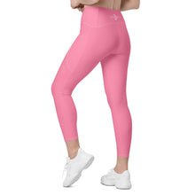 Load image into Gallery viewer, Crossover leggings with pockets (Tickle Me Pink)