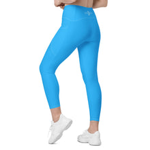 Load image into Gallery viewer, Crossover leggings with pockets (Deep Sky Blue)