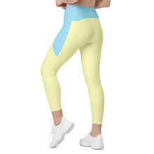 Load image into Gallery viewer, Crossover leggings with pockets (Columbia Blue & Cumulus)