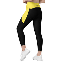 Load image into Gallery viewer, Crossover leggings with pockets (Black & Yellow)