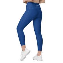 Load image into Gallery viewer, Crossover leggings with pockets (Dark Cerulean)