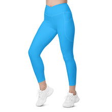 Load image into Gallery viewer, Crossover leggings with pockets (Deep Sky Blue)