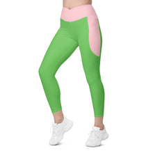 Load image into Gallery viewer, Crossover leggings with pockets (Pink Mantis)