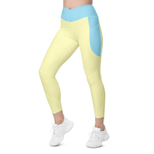 Load image into Gallery viewer, Crossover leggings with pockets (Columbia Blue & Cumulus)